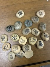Set of 21 Resin? Engraved Witches/Story Rune Stones - C7