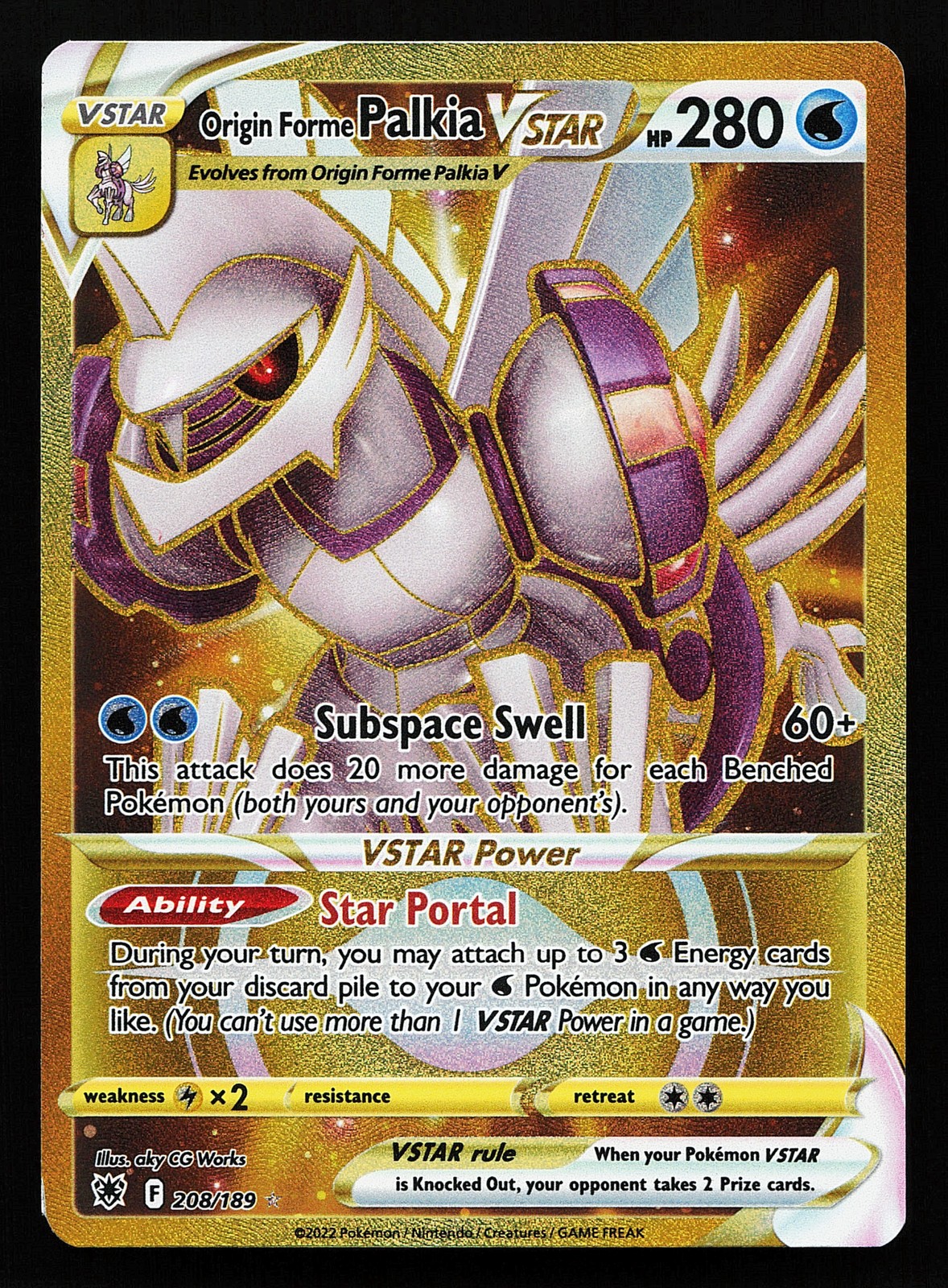 Origin Forme Palkia VSTAR 208/189 Secret Rare Astral Radiance Pokémon Card