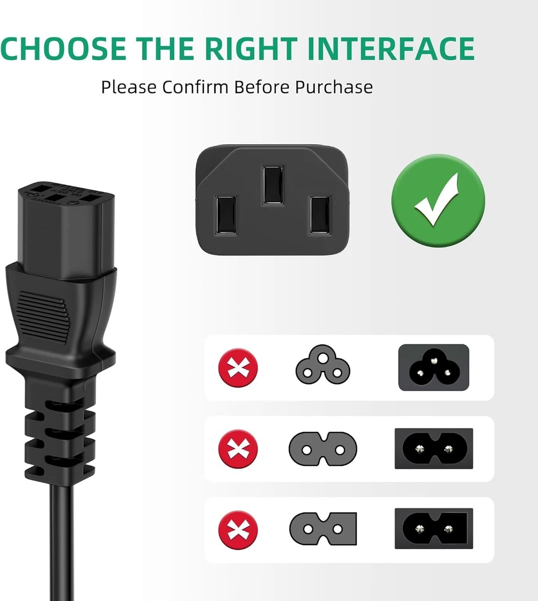 PC Power Cord For HP Pavilion SeriesEliteDesk SeriesProDesk Series