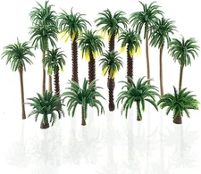16 Pieces Plastic Model Tropical Coconut Palm Tree Cake Topper Diorama Trees... 