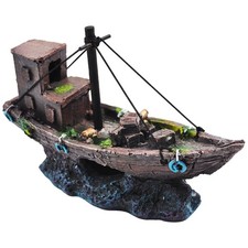 kathson Aquarium Shipwreck Decor Fish Tank Sunken Ship Ornament Pirate Shipwr...