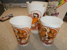 Vintage 1981 Coca Cola The Lone Ranger Plastic Pitcher with 2 Cups