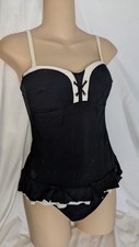 Gottex Profile Eu 38 US 8 Black White Vintage Flirty Swimsuit Strapless