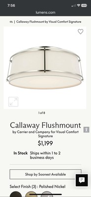 Visual Comfort Callaway 18  Flushmount ceiling lamp
