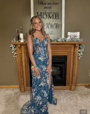 blue floral strappy dress Blue Floral Maxi Dress