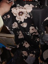 Shein Xs High Collar Maxi Black Floral Dress Polyester Women's Extra Small Nwot 