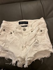 Aeropostale WHITE Vintage High Rise Shorty Shorts Size 000 Frayed / Distressed