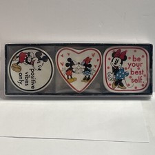 MICKEY MINNIE MOUSE Ceramic Mini Trinket Tray Set 3 Piece BRAND NEW Read Desc