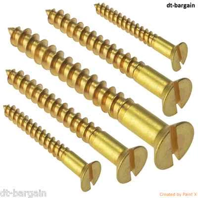 DT-BARGAIN SOLID BRASS SLOTTED FLAT COUNTERSUNK HEAD CHIPBOARD WOOD SCREWS WOODSCREWS