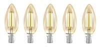 5X Eglo Vintage Led Kerze Gold E14 4W = 22W Extra Warmweiß Eek:F (Spektrum A-G)