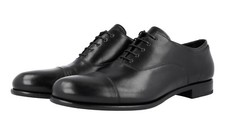PRADA Cap Toe Oxford Dress Shoes - Leather Sole - Black - NEW -  US 11.5 EU 44,5