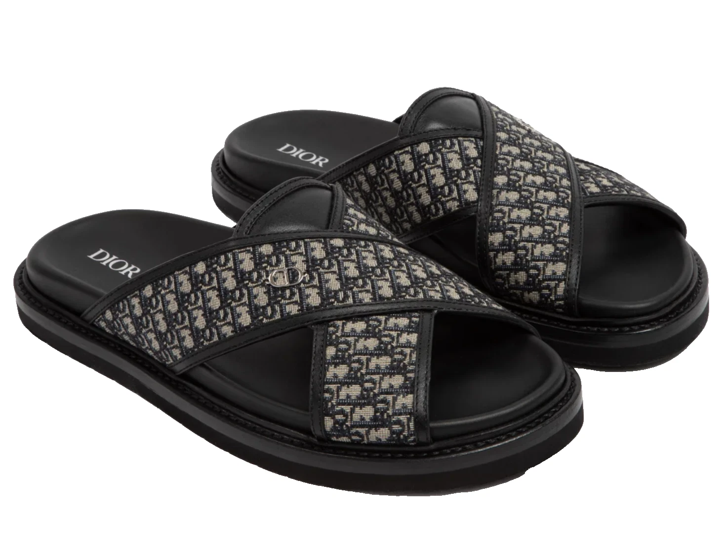 Sandale homme Dior aqua beige noir bleu logo oblique jacquard à enfiler 42 9