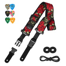 LEKATO Floral Bass Strap 2" Wide Pick Holder 2 Blocks 6 Picks f/ Girl Woven Gift