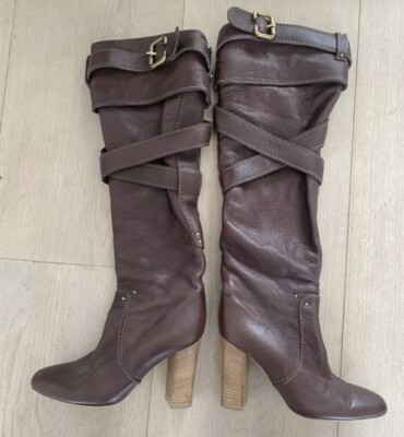 Chloe Leather Boots Chocolate Brown Once Worn UK3 Euro 36