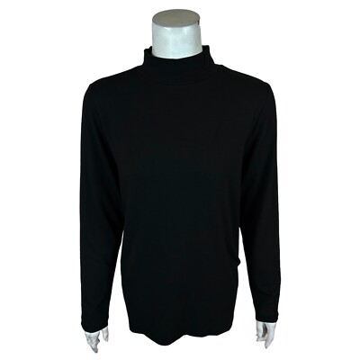 Joan Rivers Women's Wardrobe Builders Knit Mock Neck Top Black Medium Size