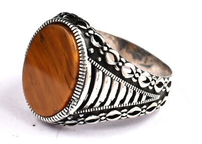 Tiger`s Eye Gemstone 925 Sterling Silver Handmade Unisex Wear Ring RS-1611