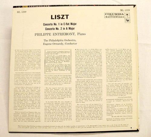 Vinyl Record: Philippe Entremont - Liszt Concertos Nos. 1 And 2 LP Album - Picture 2 of 4