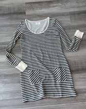 Market Charcoal Striped Cotton Sweater Dress XS Scoop Neck Soft