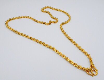 4 MM Chain Necklace Thai Baht Yellow Gold Plated 22K 23k 24k Jewelry 20 inch