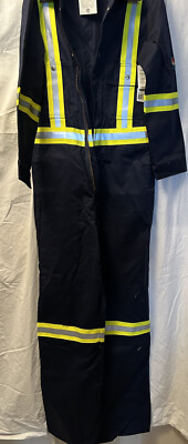 Rasco FR Overalls Flame Resistant Work Wear Navy 36 Regular Coveralls W/refl