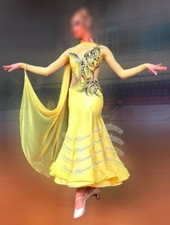 B8634 women ballroom Specialty Adult Waltz Tango dance dress UK8 US 6 yellow
