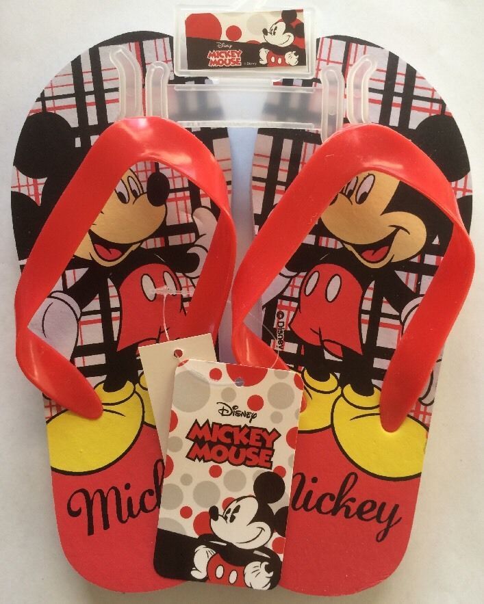 Disney Red Mickey Mouse Rubber Slippers Flip Flops. Size 13/1 or 2