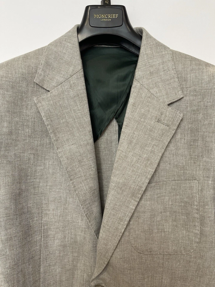 Moncrief London Grey Herringbone Blazer Size 42 Brand New Rrp £550 - Image 2 of 4
