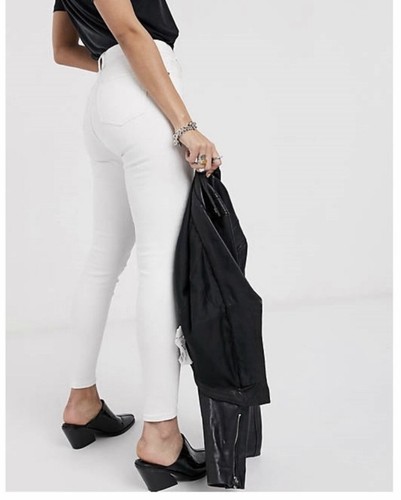 Vaqueros para mujer Topshop talla 26 x 30, Jamie, ajustados, cintura alta, peso pesado, mezclilla | eBay
