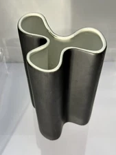 CB2 Matte Black Ceramic “Petal” Vase Modern Abstract Design MCM Style