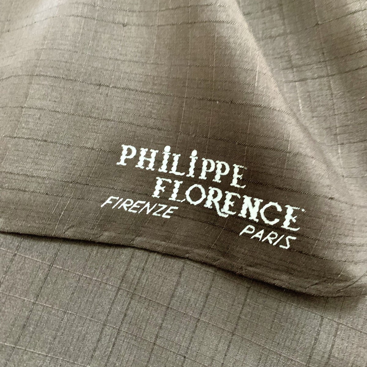 PHILIPPE FLORENCE PARIS CHECK BROWN SQUARE silk scarf 26 in #A86