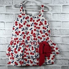 Vintage Youngland White With Cherries Tiered Strappy girl dress Size 4t