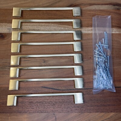 Lot of 8: Jeffrey Alexander Sutton Collection Cabinet Pull Brushed Gold (7.75'')