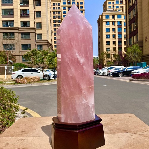Pink Quartz Point w/ Wood Stand - Single Terminated - Healing Crystal - 17.5lb - Picture 13 of 14