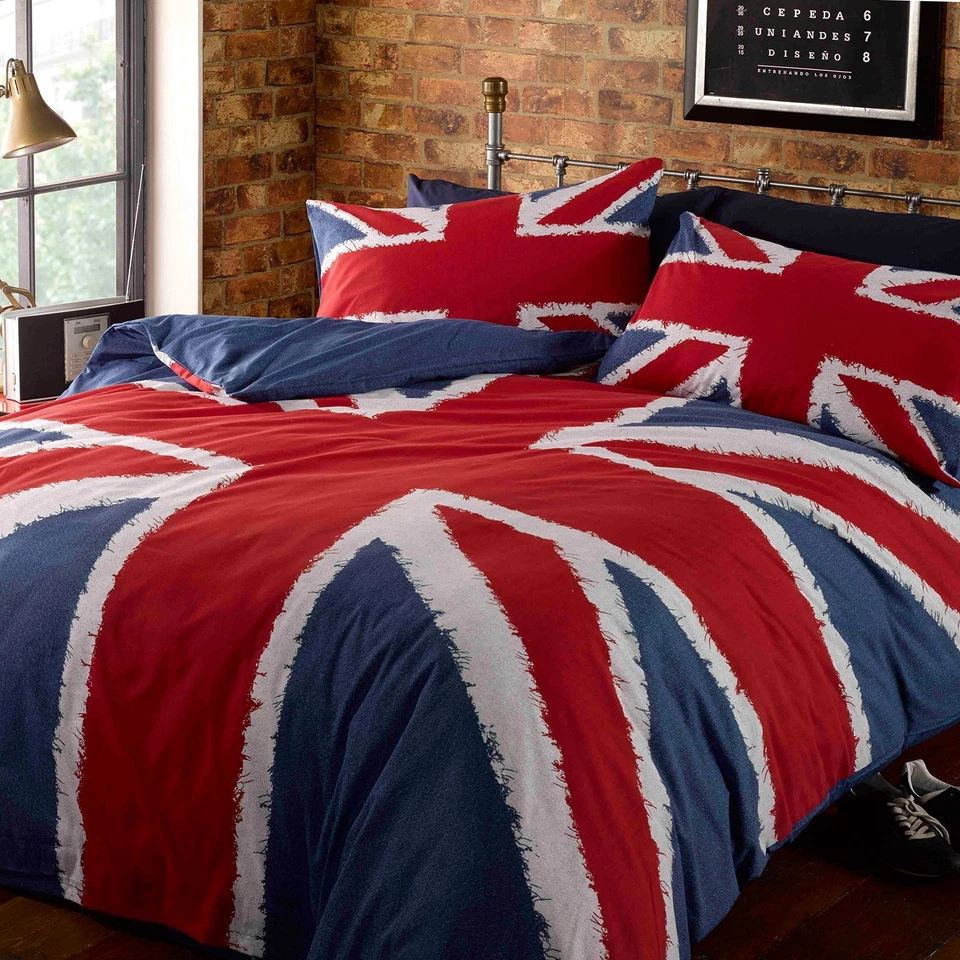 RAPPORT UNION JACK FLAG DUVET COVER & PILLOWCASE SET BEDDING - SINGLE & DOUBLE