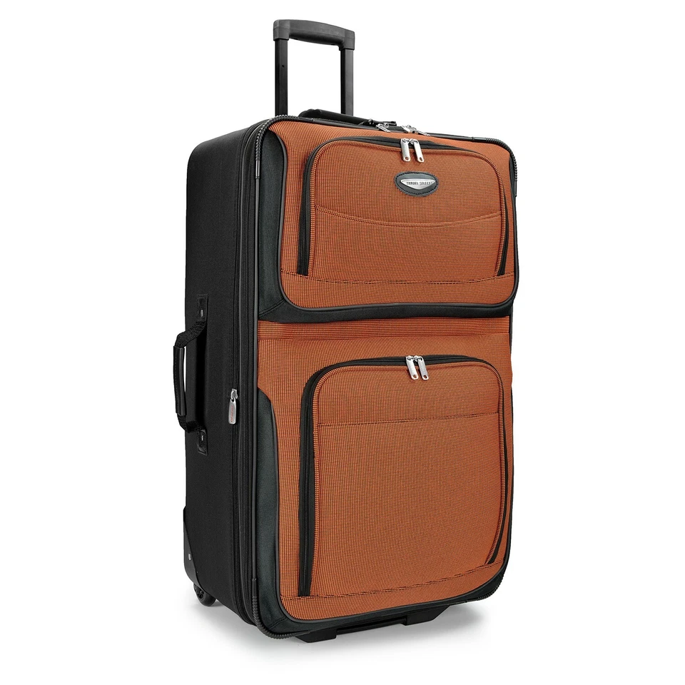 Equipaje con ruedas Travel Select Amsterdam 29" grande a cuadros expandible, naranja Foto 2 de 4