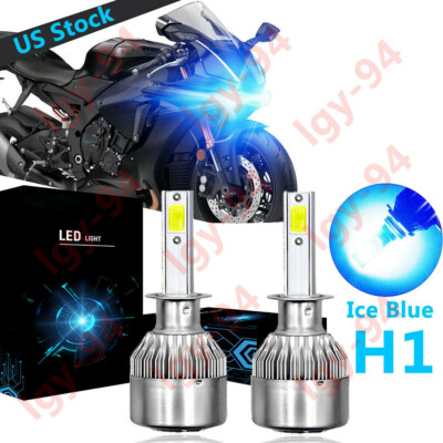 Ice Blue H1 LED Headlight Bulb High/Low Beam 110W C6 For YAMAHA YZF-R1 ...