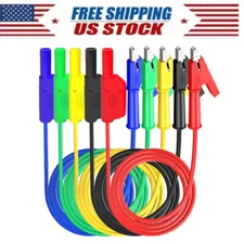 5PCS Safety Shrouded Banana Plug To Crocodile Alligator Clip Test Leads Cable