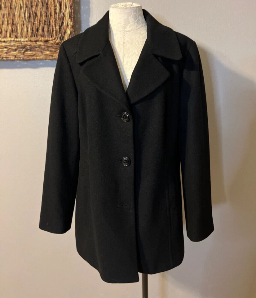 Abrigo de Vestido Anne Klein Lana Negro XL Extra Grande Clásico Carrera Iglesia Fiesta Foto 2 de 4