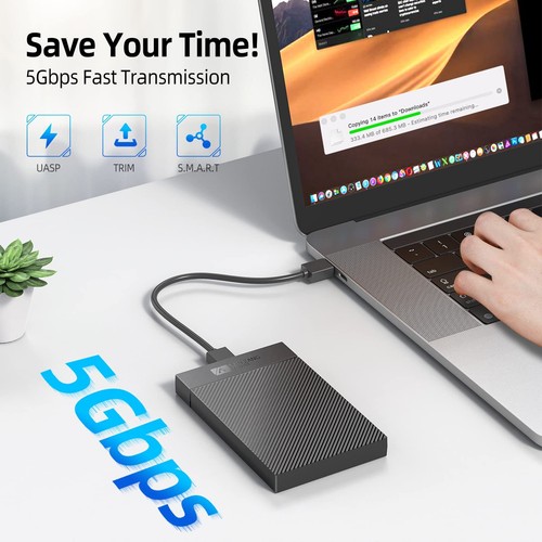 2.5" inch SATA USB 3.0 Hard Drive Enclosure HDD SSD External Laptop Case Black - Picture 3 of 19