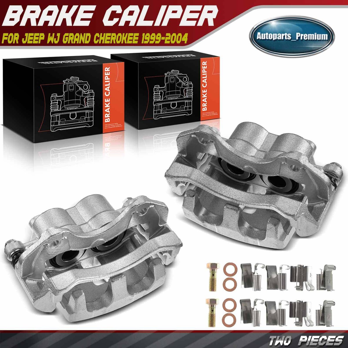 かこ A ①②③ 2x Front Left & Right Brake Calipers w/ Bracket for Jeep WJ