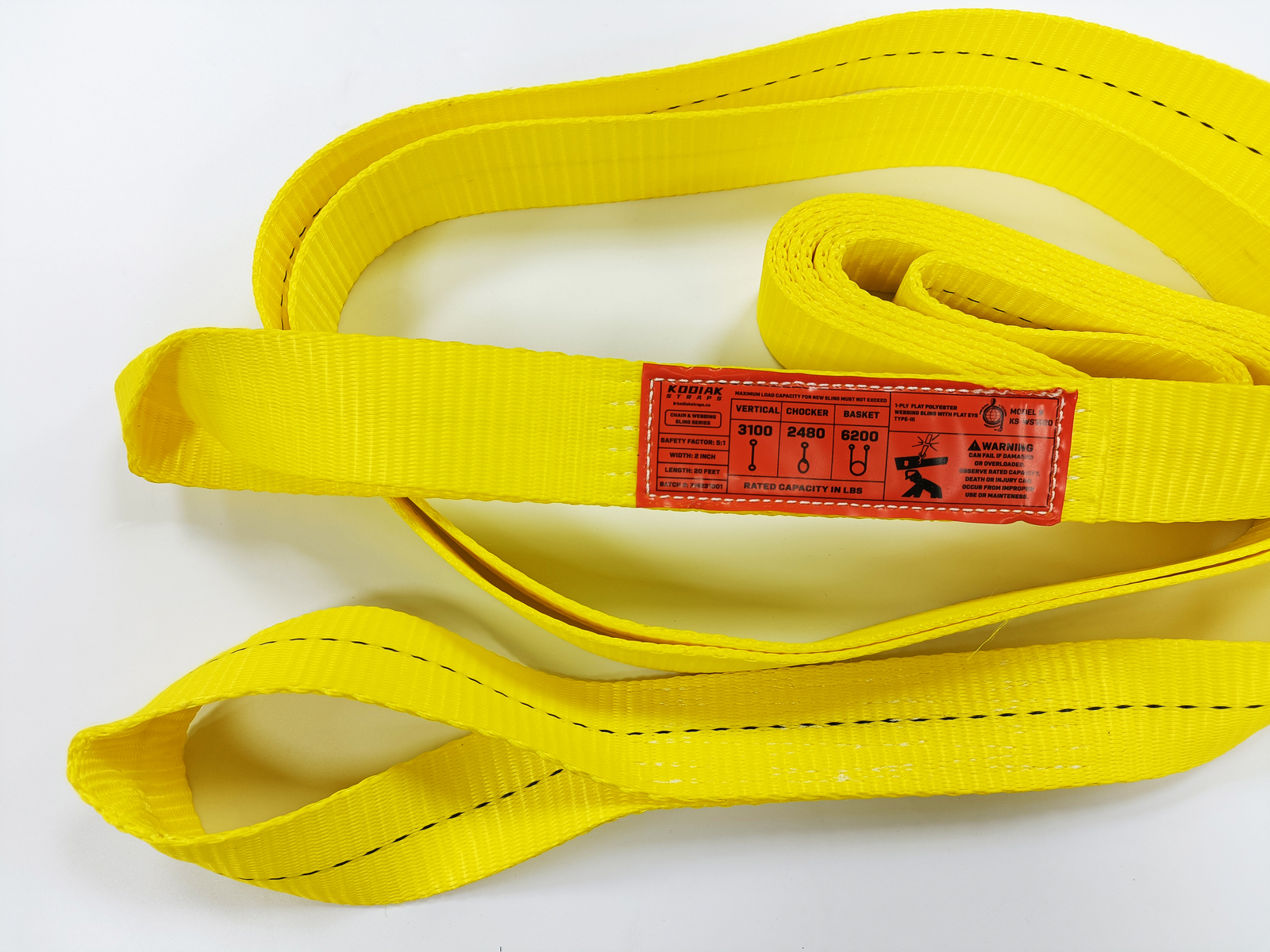 KODIAK 2"x20ft 1-ply Web Sling Lifting Sling Strap Twisted Eye 3100lb - 10 Pack