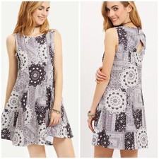 Zara Sleeveless A-Line Patchwork Mini Dress Grey Size Medium