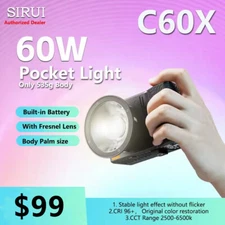 SIRUI C60X 60W COB Led Video Light Handheld Pocket Light Bi-Color 2500K-6500K 