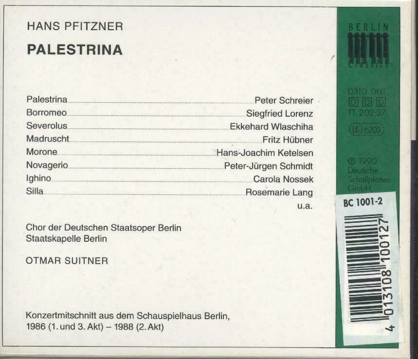 3er CD Hans Pfitzner - Palestrina - Peter Schreier - Berlin Classics - Bild 2 von 2