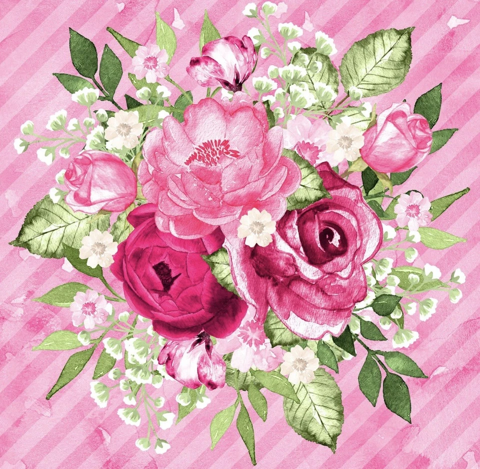 Набор из 4 розовых потертых шикарных декупажных принтов с цветами для домашнего декора 8x10 дюймов #DZ4 - Изображение 2 из 4