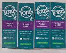 Set Of 4 Tom's of Maine Whole Care Fluoride Toothpaste Spearmint 4 oz. EXP 08/27