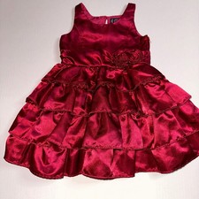 CHAPS Burgundy Red Formal Dress Ruffles Layers Girl's Dress Size 4 4T
