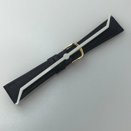 CITIZEN Genuine Leather Watch Band 19mm Black Strap w/Gold Buckle Japan NOS#665A - Picture 3 of 5