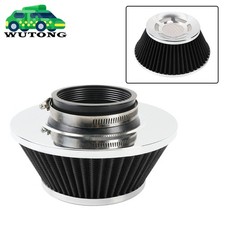 Universal Clamp-on Air Filter Round Reverse Tapered Washable 3 76mm Inlet Black