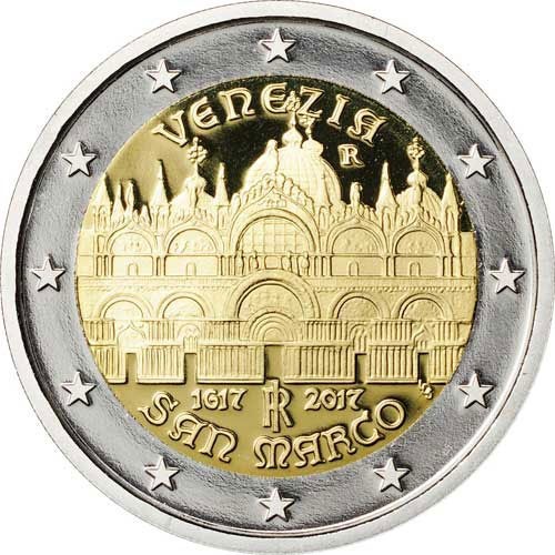 Italie, 2017, pièce de 2 euros, UNC, sous capsule, Basilique Saint-Marc à Ven...